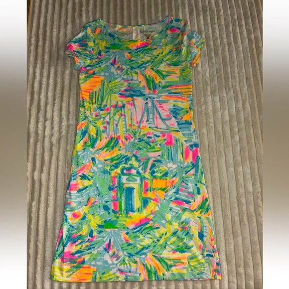 Lilly Pulitzer Marlowe T-Shirt Dress Womens XS Green Sea Salt & Sun Knee Length - Picture 1 of 7